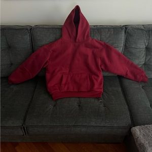 Men’s hoodie.  Color is wine berry, true to size (Large)